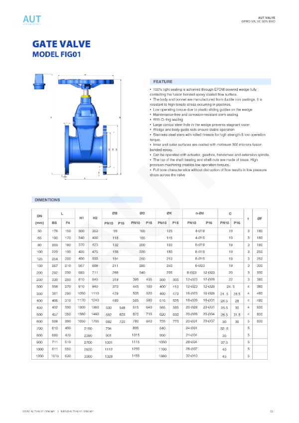 Van cổng ty chìm nắp chụp AUT