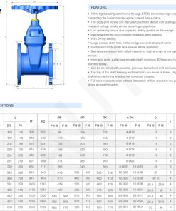 Kích thước van cổng ty chìm nắp chụp AUT
